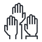 A pair of hands in the air, symbolizing celebration or victory.