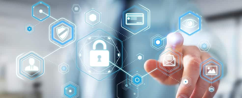 Security lock with finger representing IT cybersecurity and compliance needs