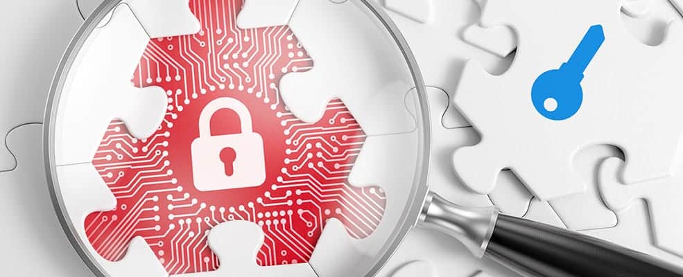 Lock and key with puzzle pieces