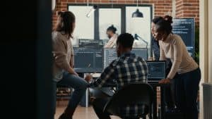 technology experts discussing business strategy