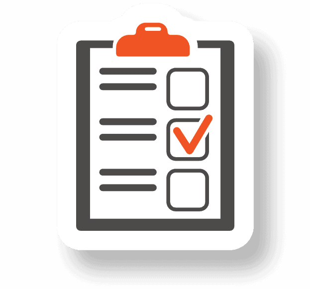 A clipboard with a check mark, used for Risk Assessment in Cybersecurity.