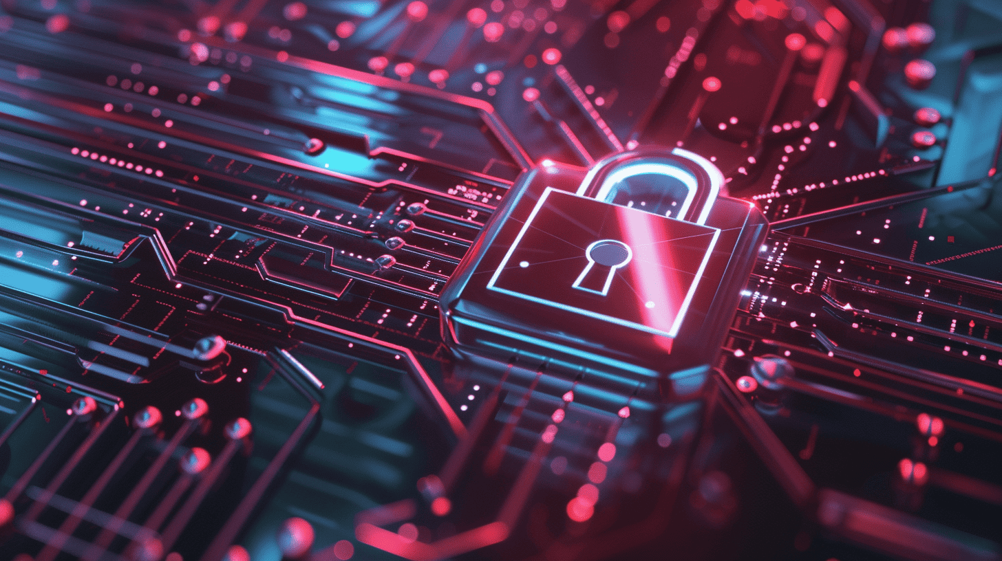A lock on a circuit board designed for data encryption.